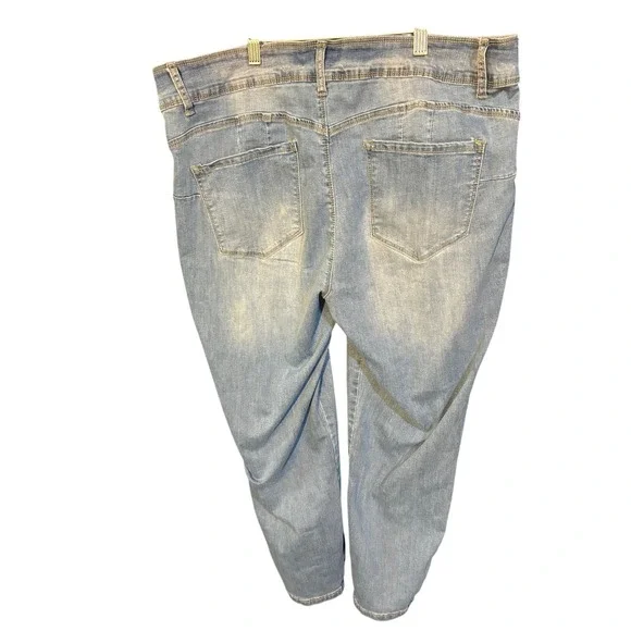 Sandpiper Floral Embroidered Skinny Jeans Light Wash Plus Size 22W Denim Pants - Picture 2 of 5